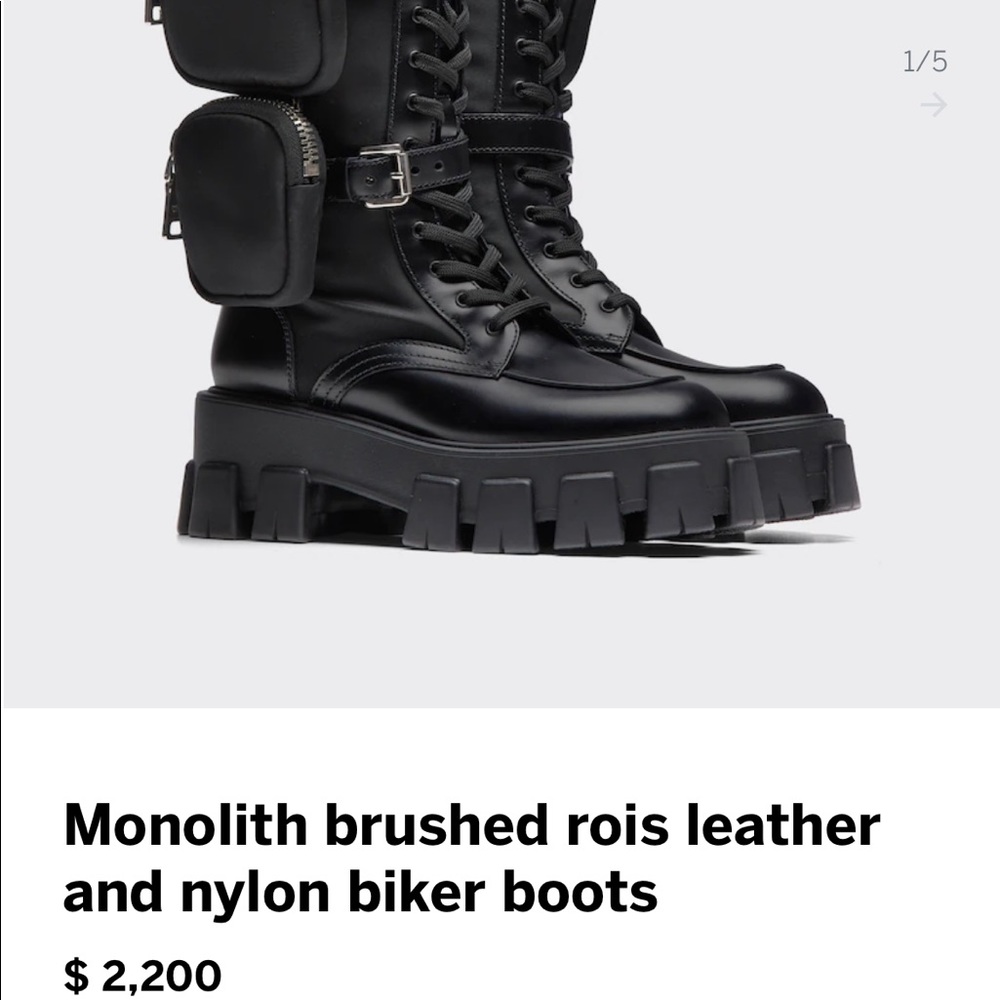 Prada Monolith brushed rois leather and nylon biker boots